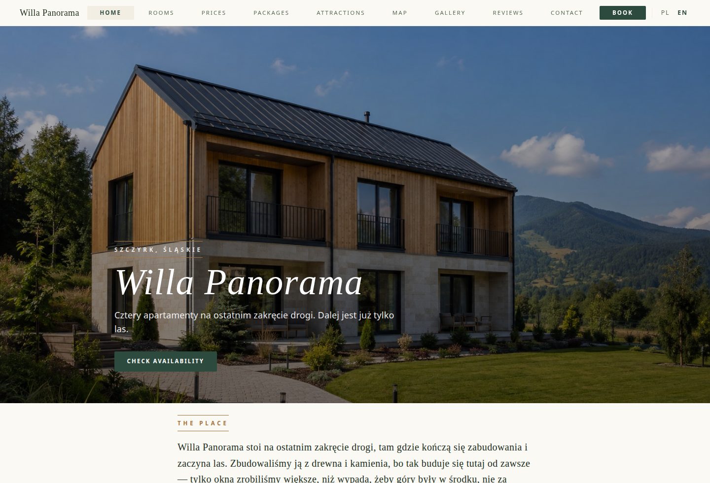 A property website built in AptHub, with online booking