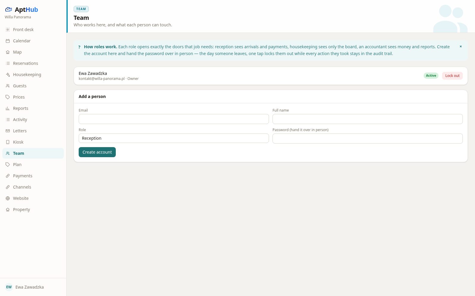 AptHub activity log: who changed what, and when